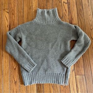Lululemon gray chunky knit turtleneck sweater with side zipper — merino wool